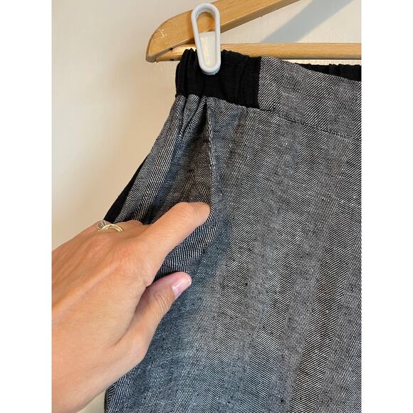 Kedziorek black gray pants tapered leg elastic waist casual pockets 38 US 8 - Picture 4 of 6